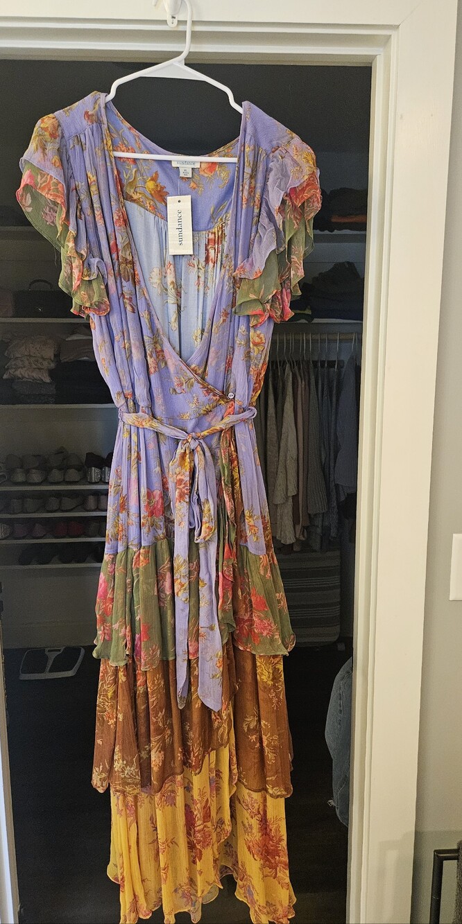 Sundance Boho Floral Tiered Layered Maxi Dress-XL